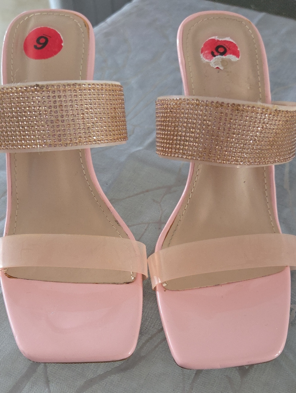 Women's Pink Rhinestone Slide Sandals - Brand
